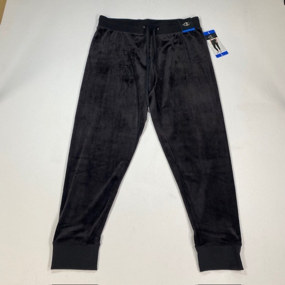 Champion Elite Mens Velour Jogger Pants Black Velvet Sweatpants L 1227106 NWT